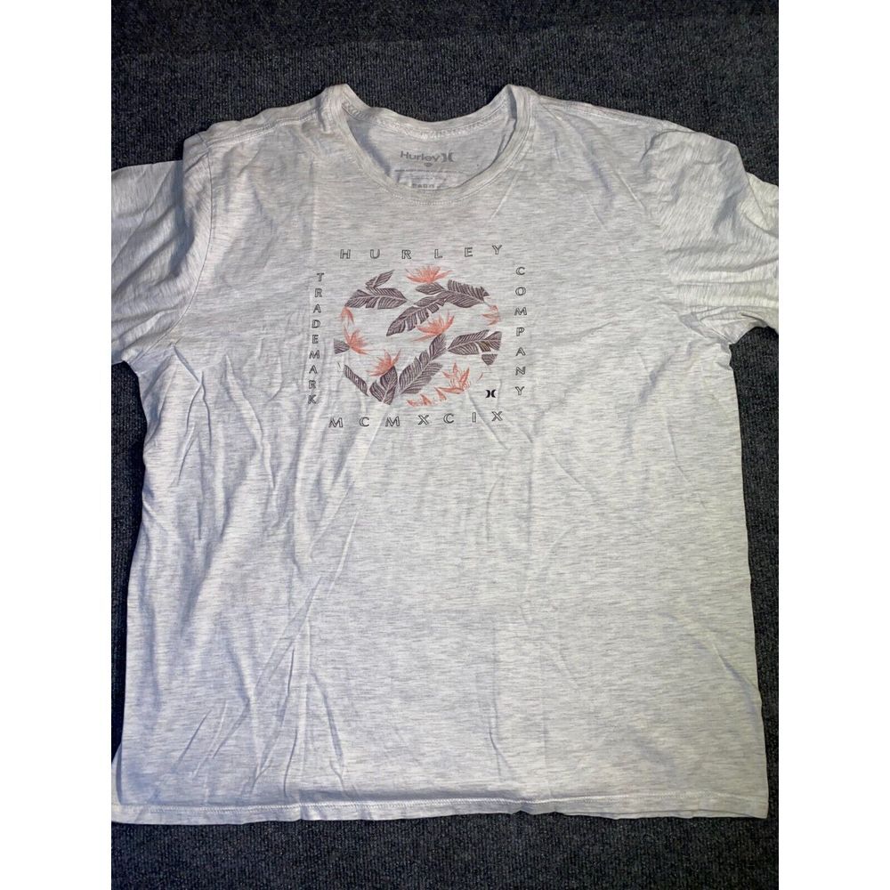 Hurley Tee Shirt Mens Size 2XL Gray‎ Heather Short Sleeve Crew Neck Pullover